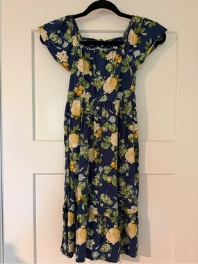 Old Navy Blue Floral Midi Dress. Kids Size M